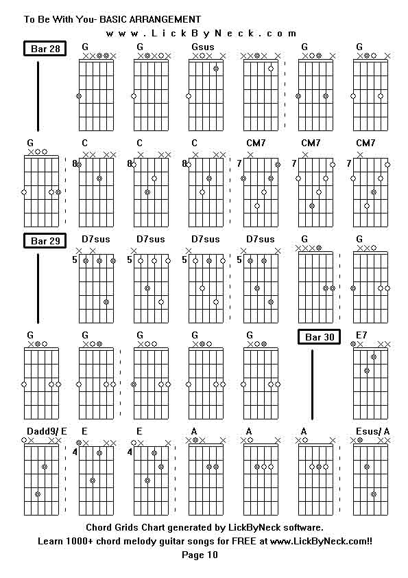 Chord Grids Chart of chord melody fingerstyle guitar song-To Be With You- BASIC ARRANGEMENT,generated by LickByNeck software.